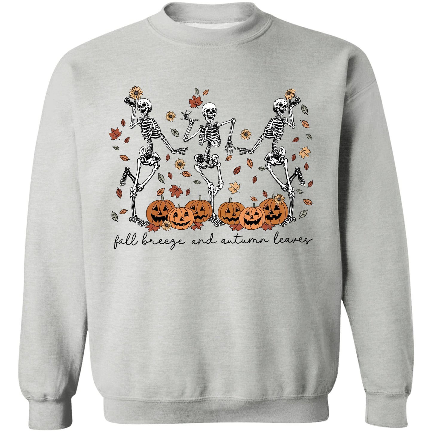 Fall Breeze And Autumn Leaves Shirt, Halloween Skeleton Shirt, Funny Halloween Shirt, Halloween Sweatshirt T1357