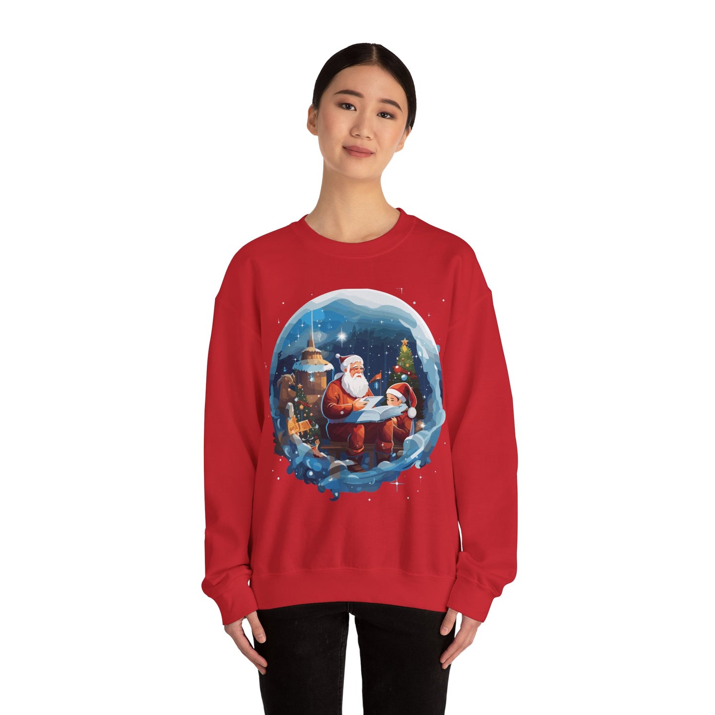 Santa reading book with people in space - Christmas Shirt, Holiday Xmas Shirt, Merry Christmas, Holiday Xmas, Unisex Xmas Shirt, Christmas Sweatshirt, Christmas Apparel, Xmas Celebration Shirt, Matching Family Outfits, Christmas Gifts