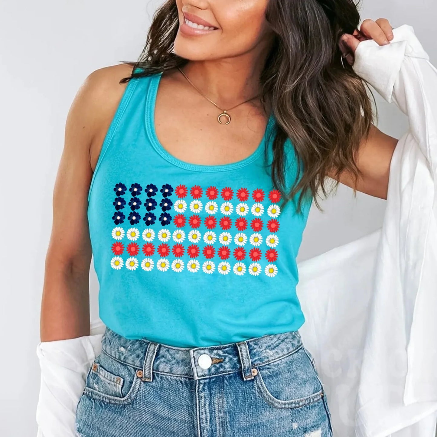 American Flag Daysies, Flowers Independence Day T-shirt