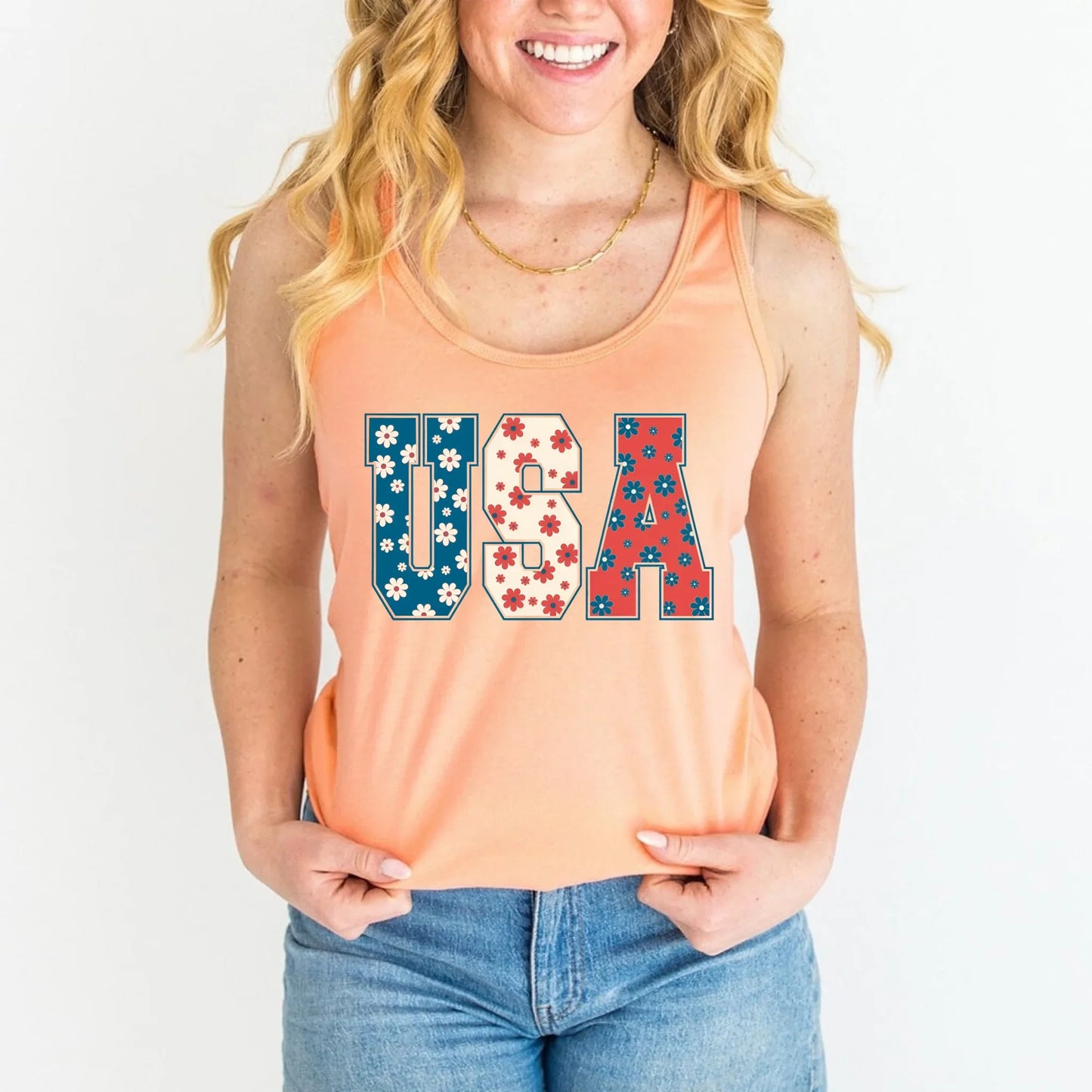 USA Floral T-Shirt - Independence Day Flowers Tees