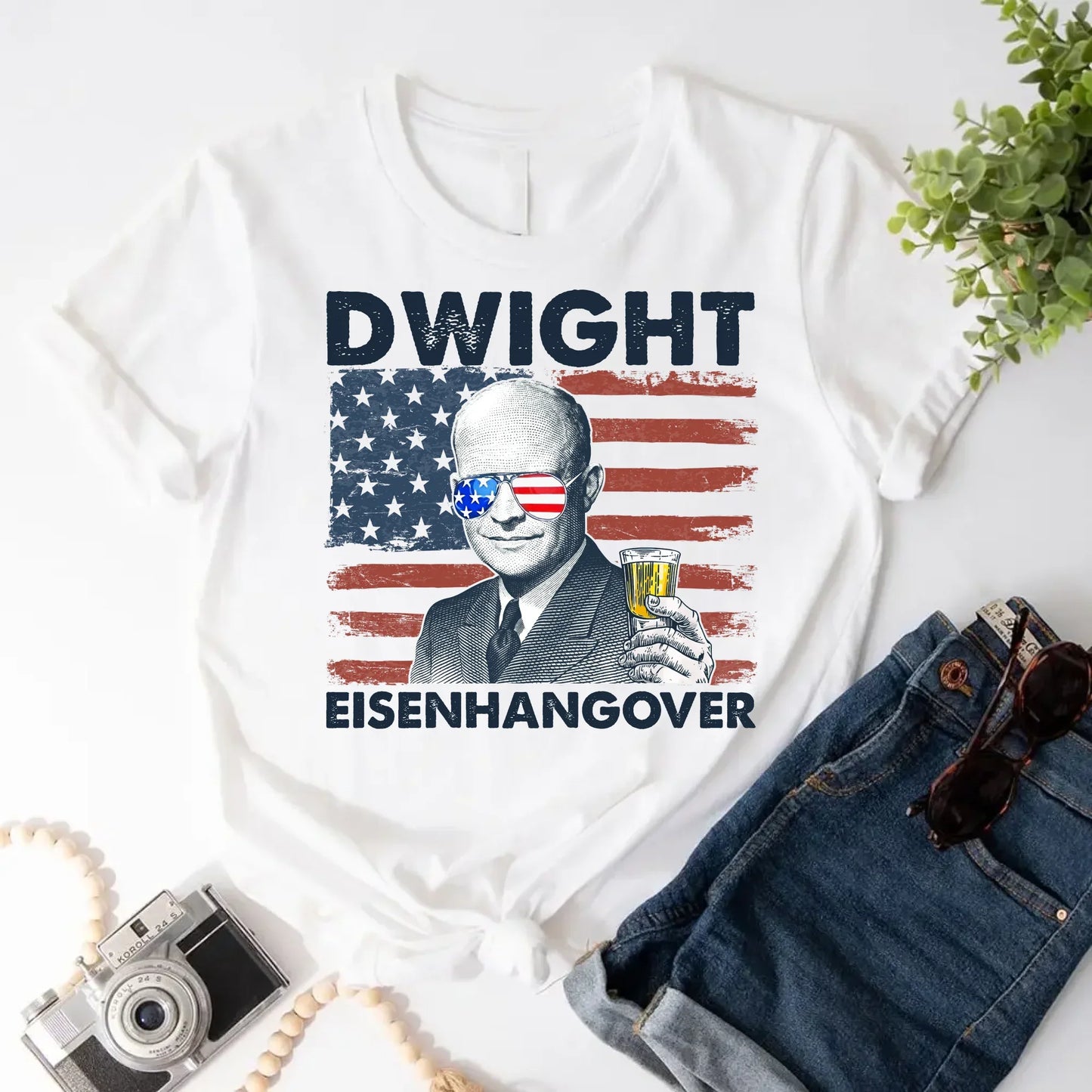 Eisenhangover 4th of July Lightweight Shirt Funny Dwight Eisenhower Tee