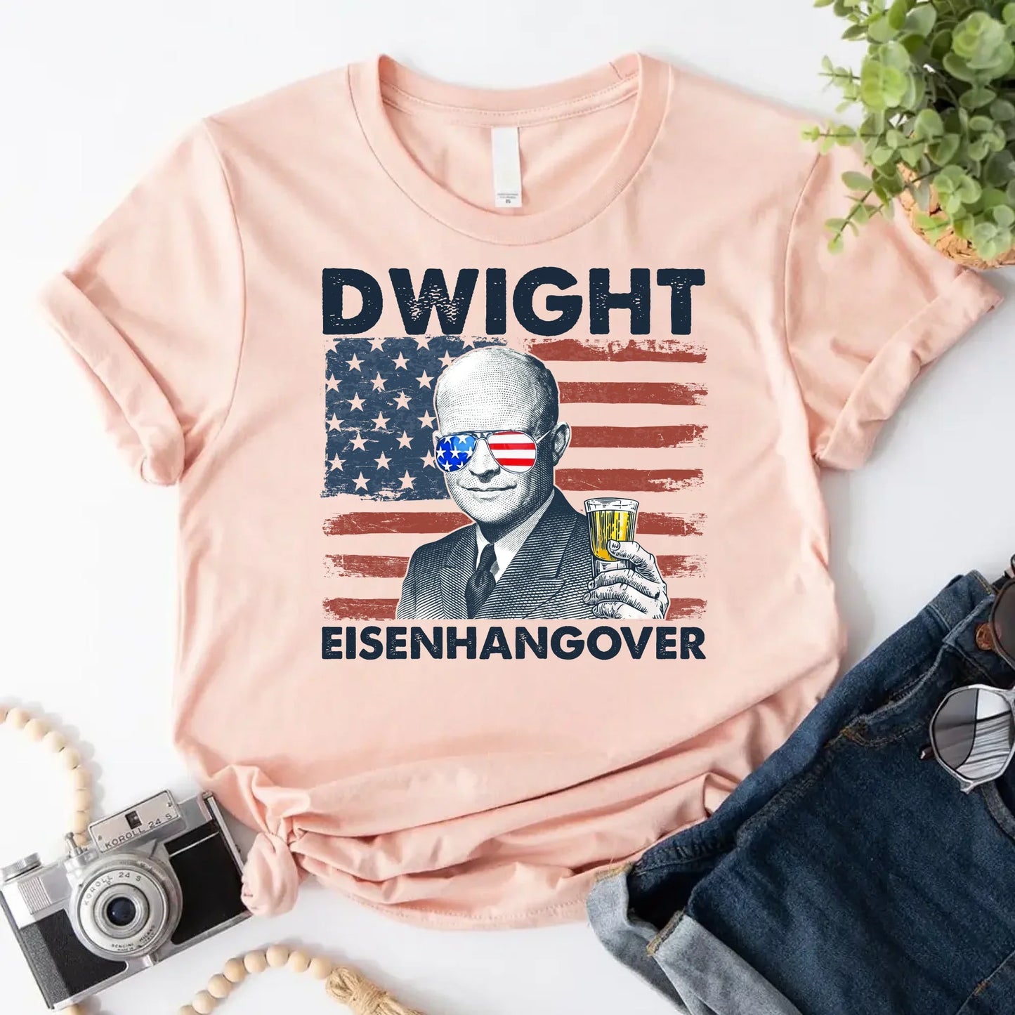 Eisenhangover 4th of July Lightweight Shirt Funny Dwight Eisenhower Tee