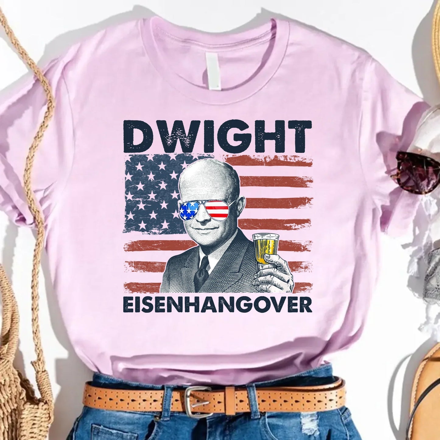 Eisenhangover 4th of July Lightweight Shirt Funny Dwight Eisenhower Tee
