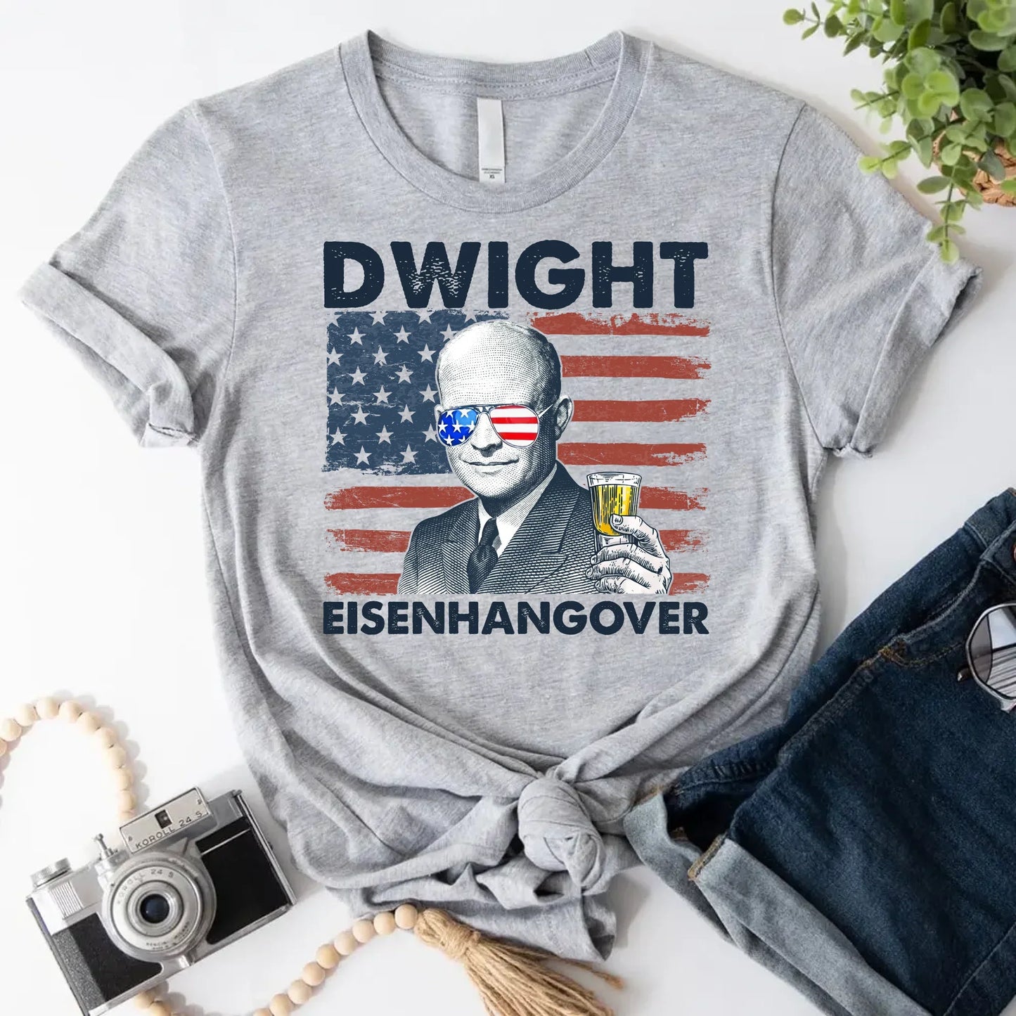 Eisenhangover 4th of July Lightweight Shirt Funny Dwight Eisenhower Tee