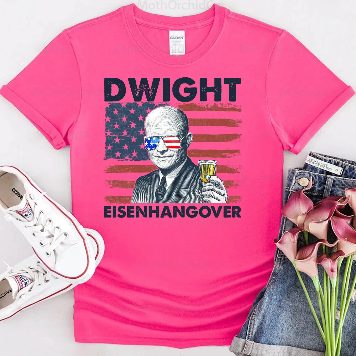 Eisenhangover 4th of July Lightweight Shirt Funny Dwight Eisenhower Tee