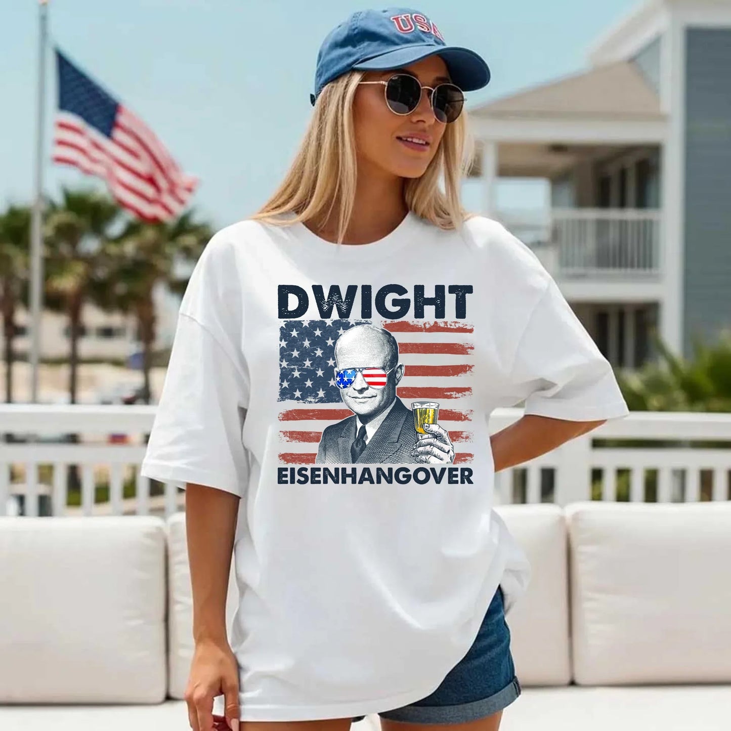 Eisenhangover 4th of July Lightweight Shirt Funny Dwight Eisenhower Tee