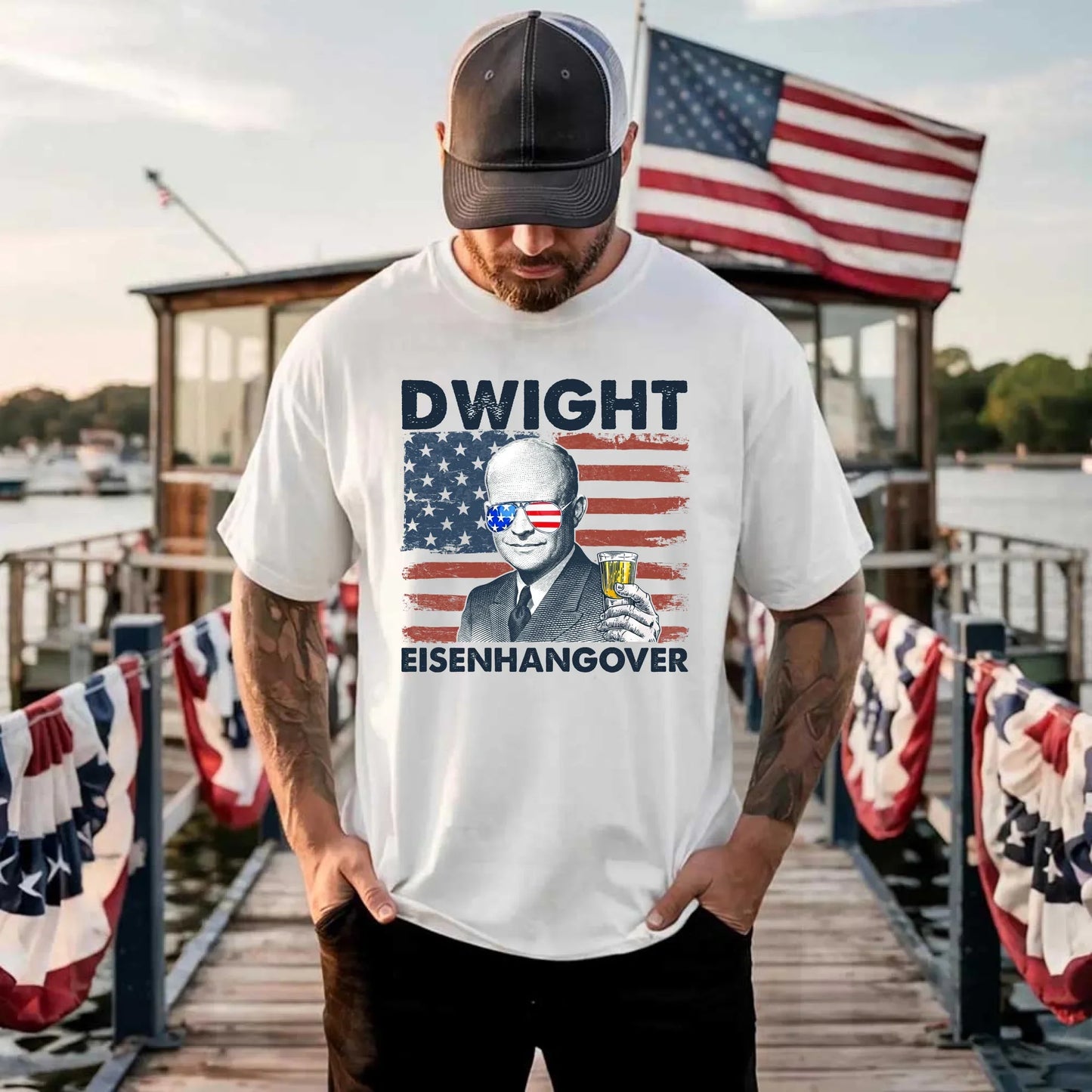 Eisenhangover 4th of July Lightweight Shirt Funny Dwight Eisenhower Tee