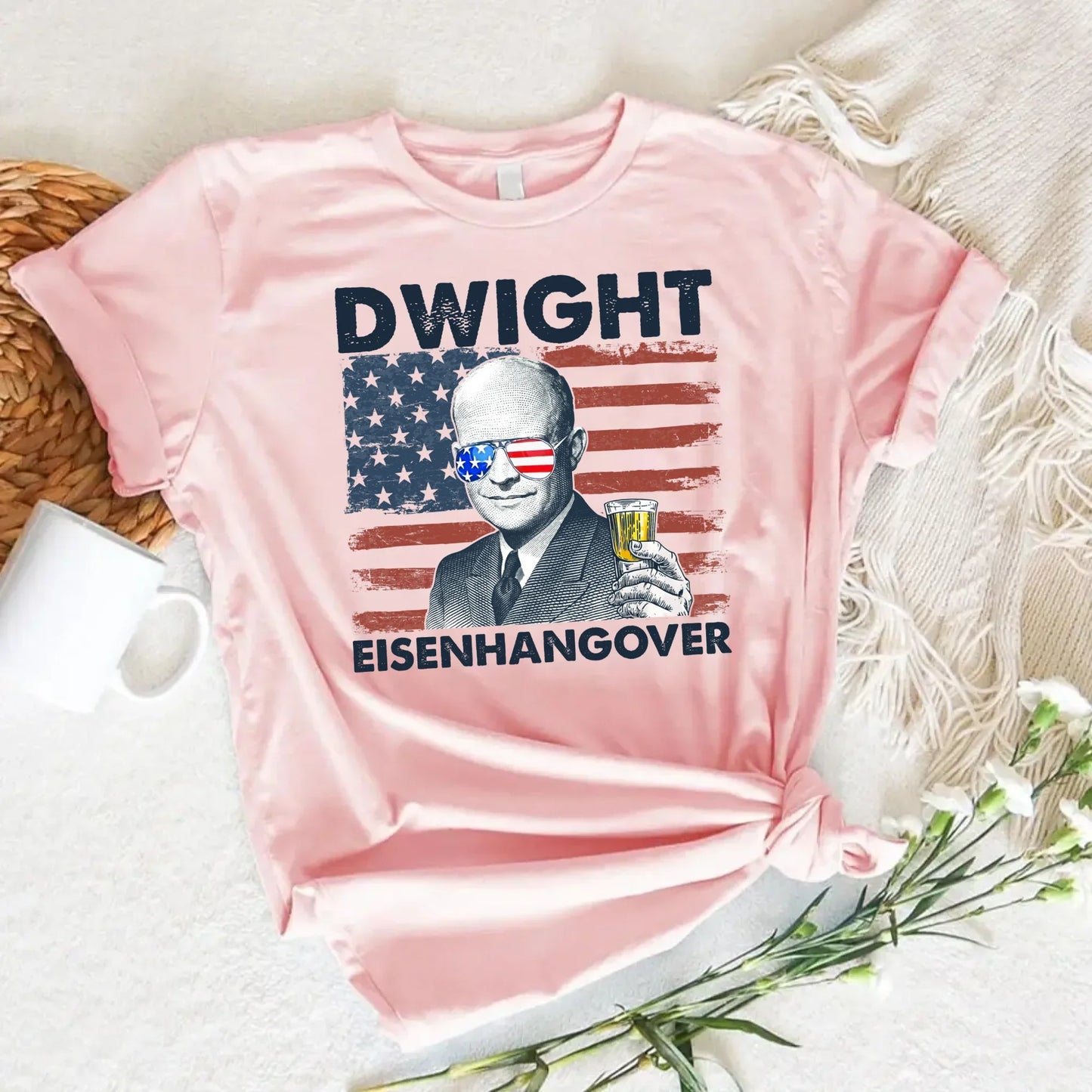 Eisenhangover 4th of July Lightweight Shirt Funny Dwight Eisenhower Tee