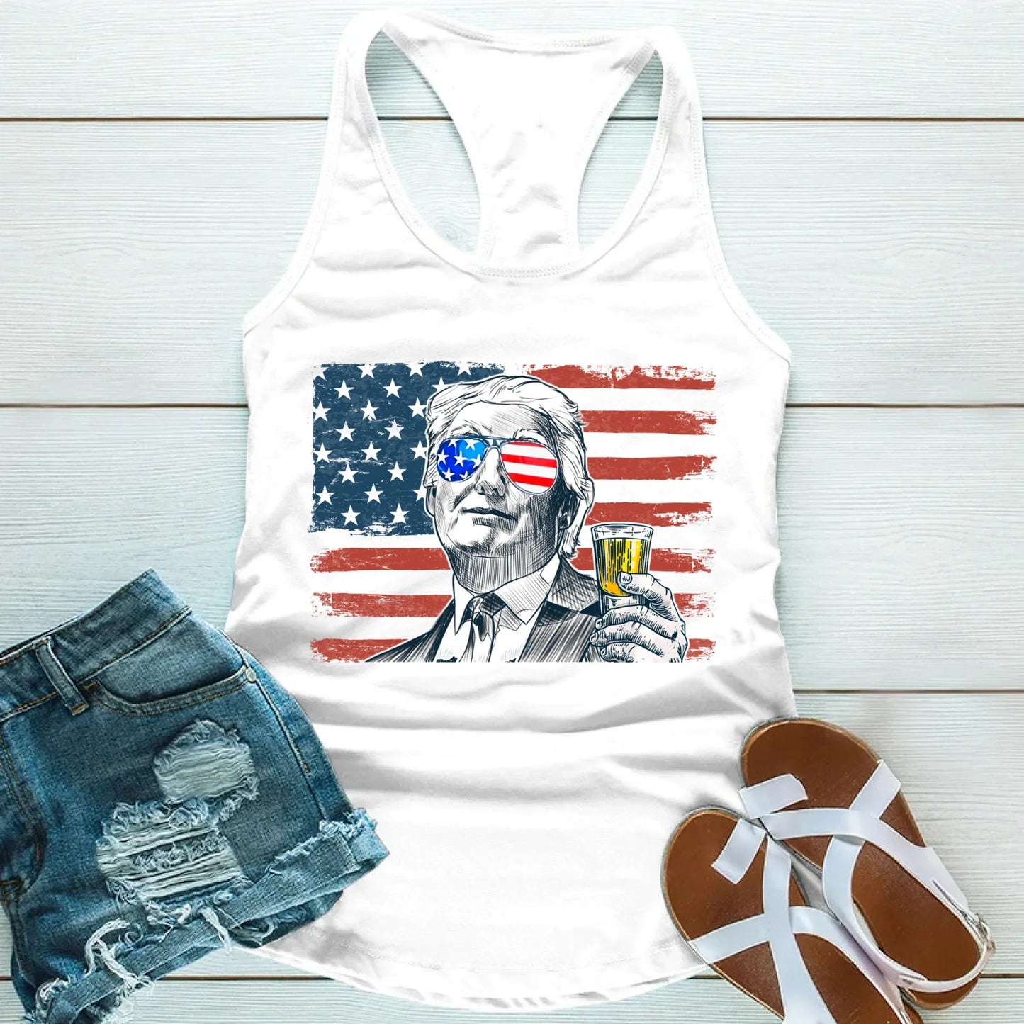 Donald Drunk Funny Unisex Tank Top 4th of July Party Shirt