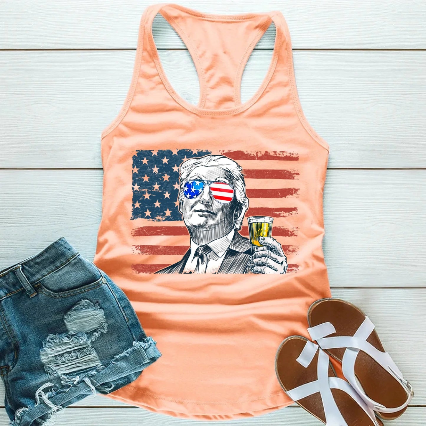 Donald Drunk Funny Unisex Tank Top 4th of July Party Shirt