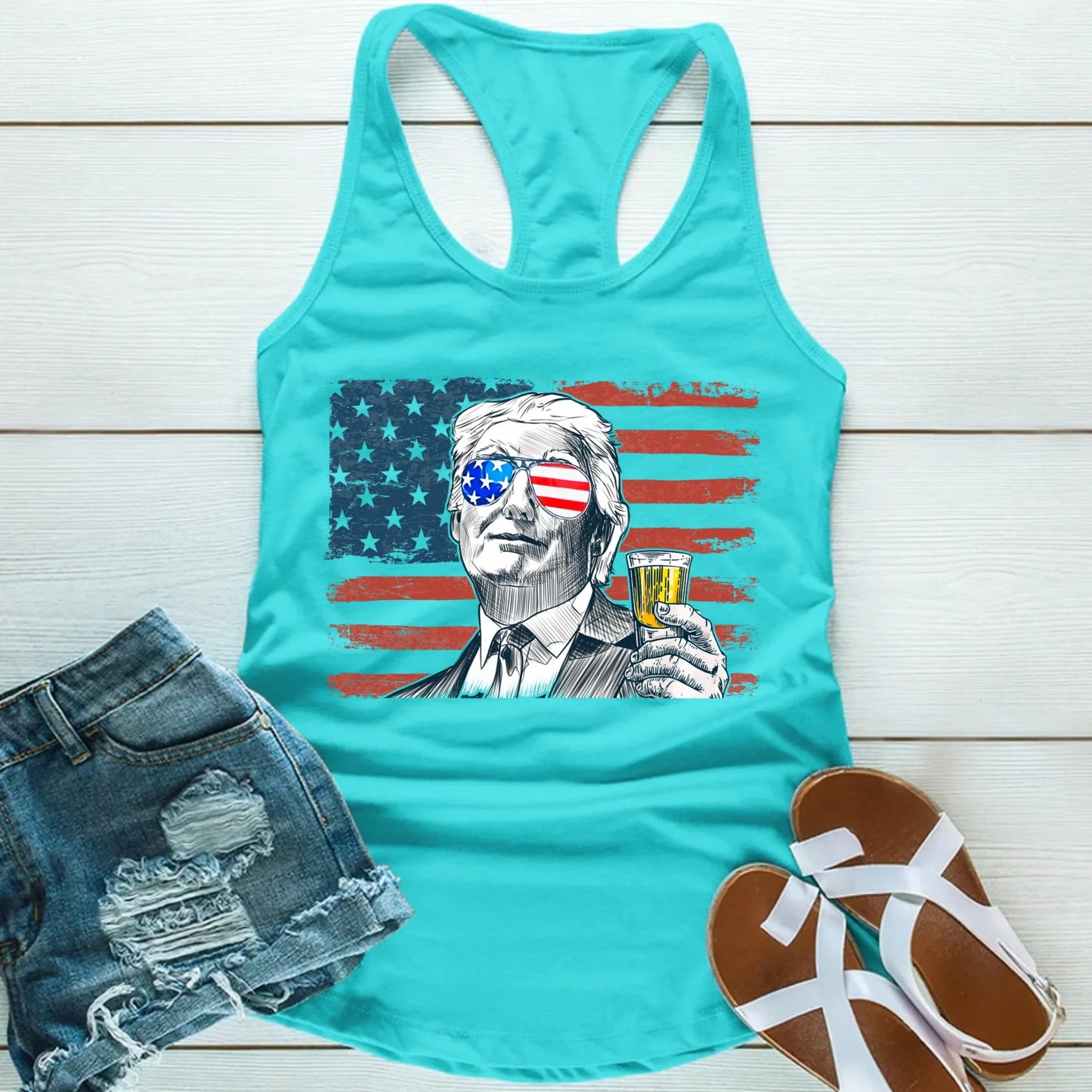 Donald Drunk Funny Unisex Tank Top 4th of July Party Shirt