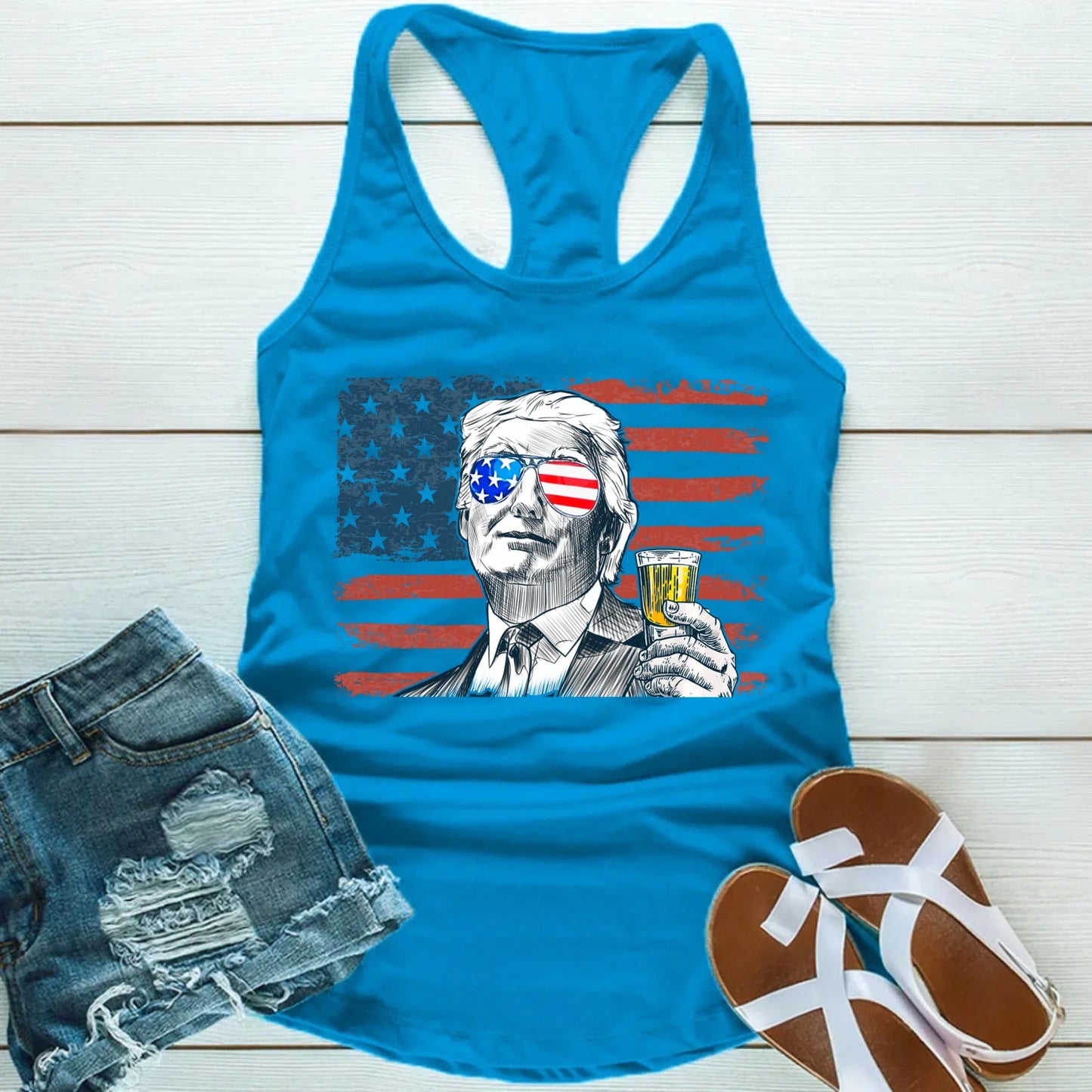 Donald Drunk Funny Unisex Tank Top 4th of July Party Shirt