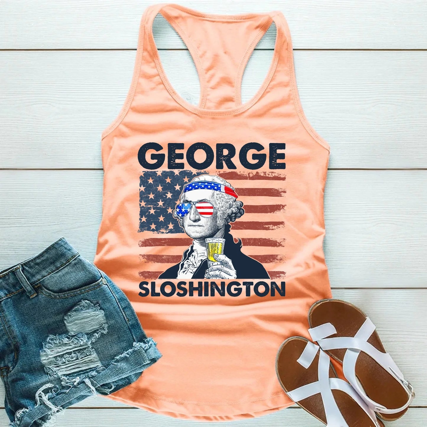 George Sloshington Unisex Tank Top Founding Father Party Tee