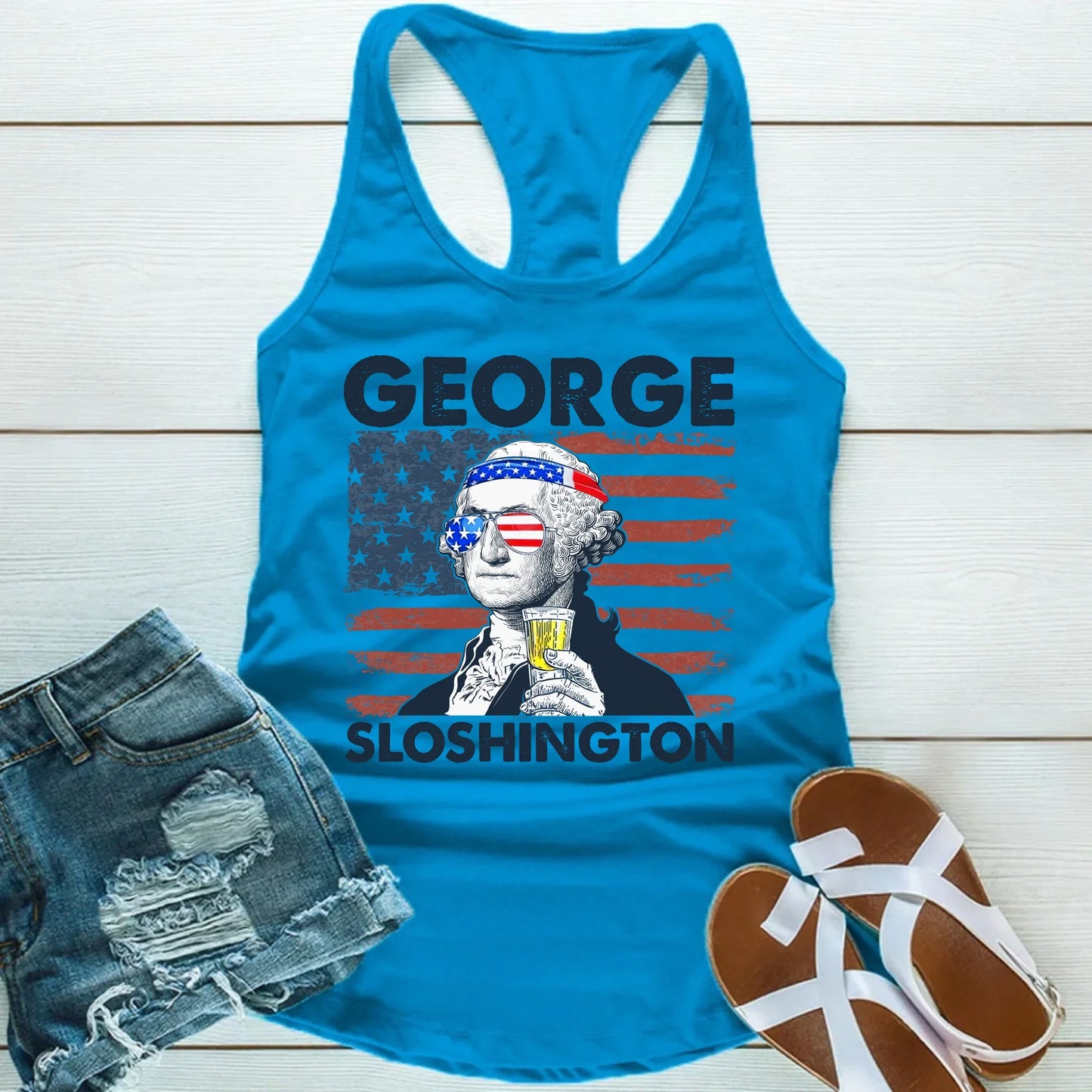 George Sloshington Unisex Tank Top Founding Father Party Tee