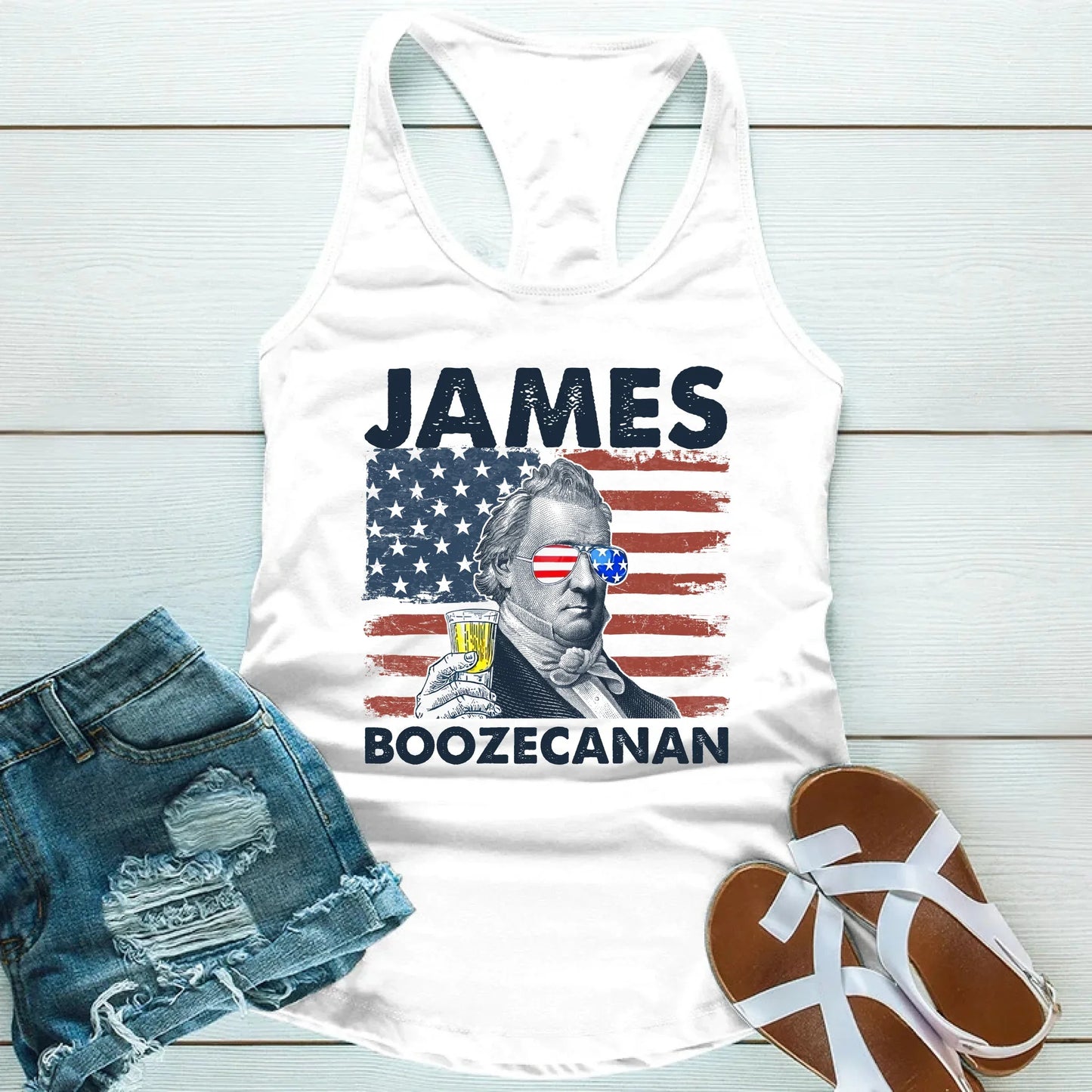 James Boozecanan Unisex Tank Top – Fun 4th of July Drinking Shirt