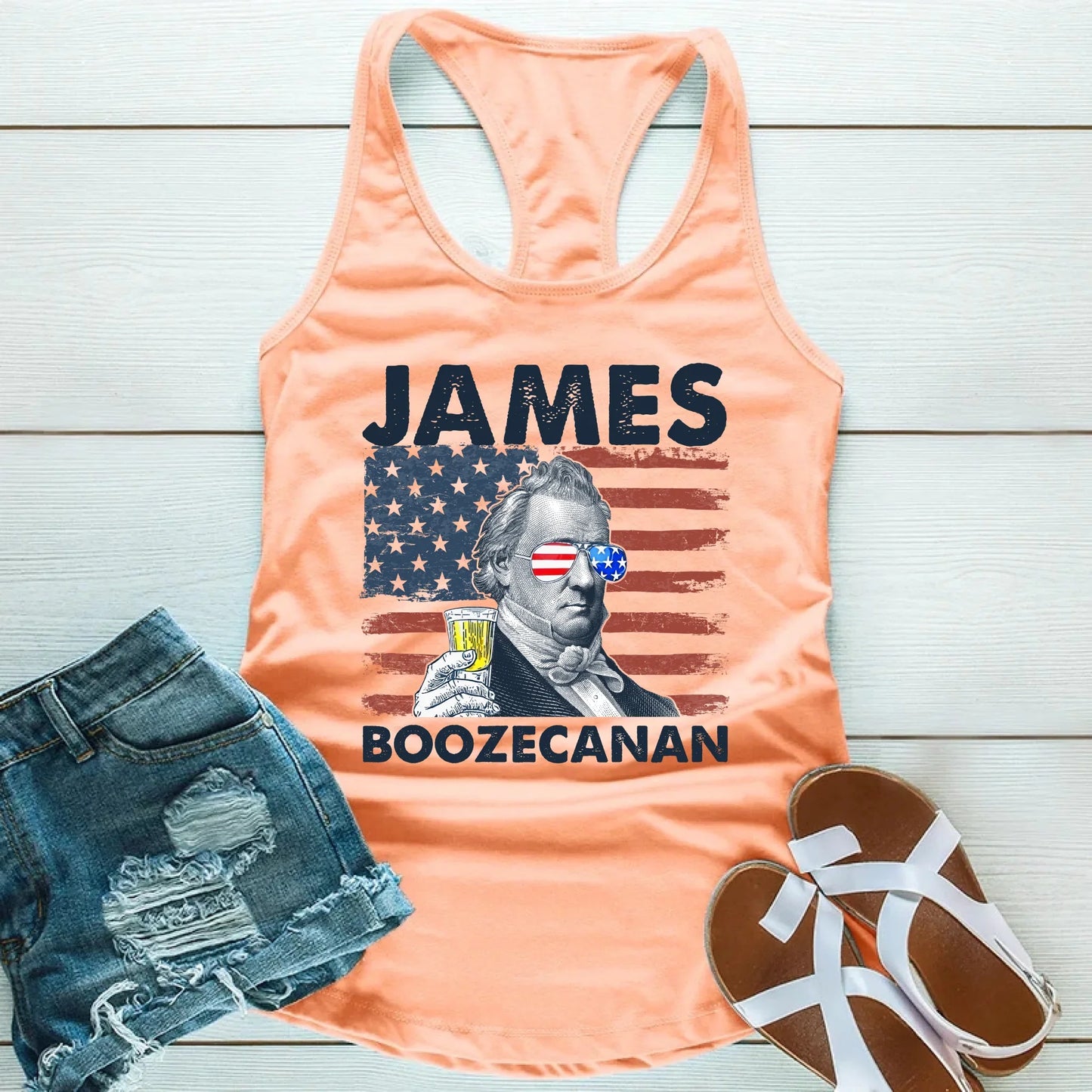 James Boozecanan Unisex Tank Top – Fun 4th of July Drinking Shirt