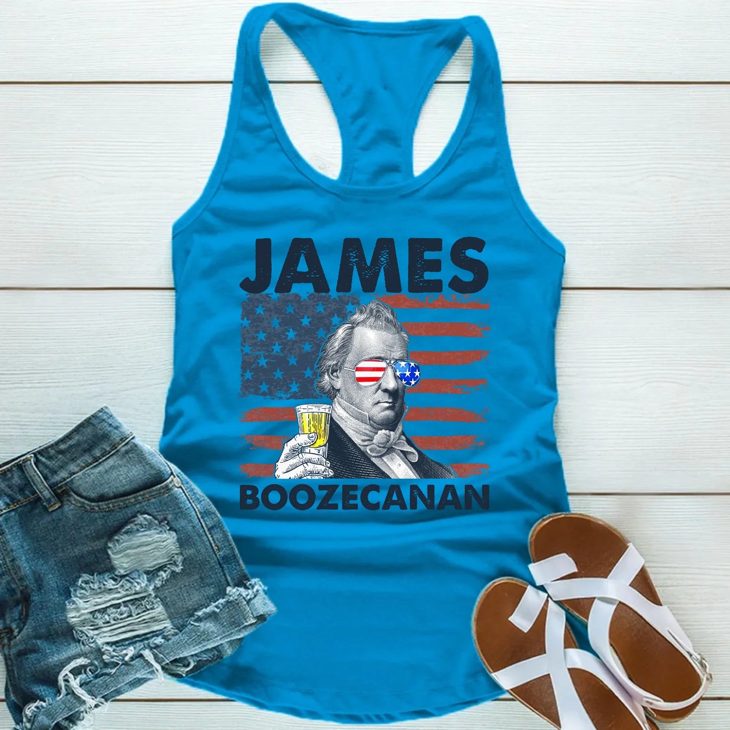 James Boozecanan Unisex Tank Top – Fun 4th of July Drinking Shirt