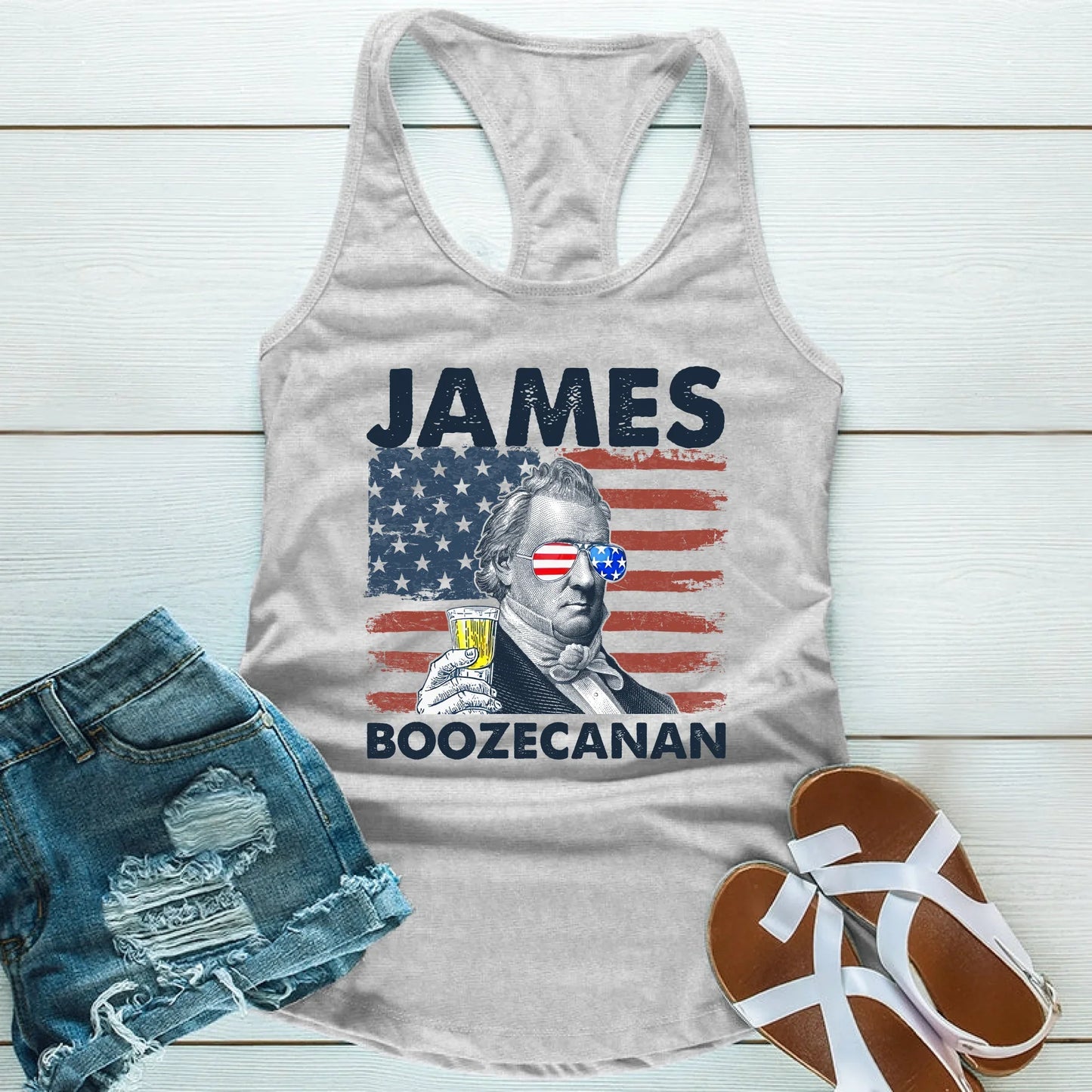 James Boozecanan Unisex Tank Top – Fun 4th of July Drinking Shirt