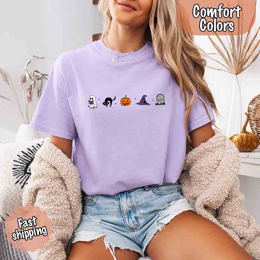 Halloween Icons Pumpkin & Ghost Comfort Colors Shirt
