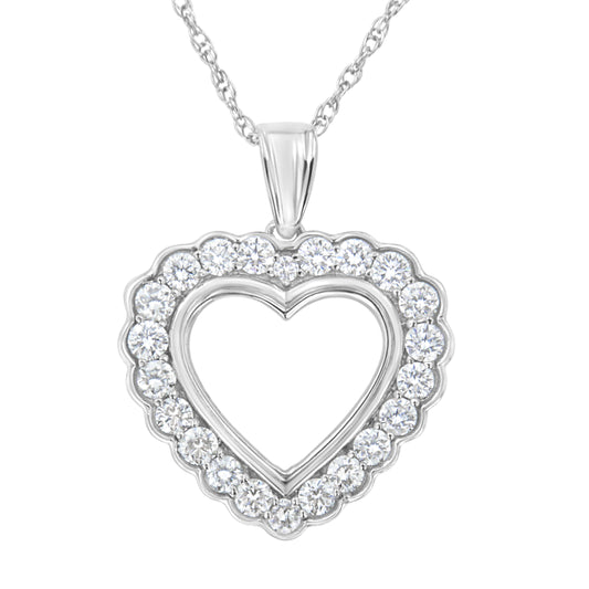 .925 Sterling Silver 1 Cttw Lab Grown Diamond Heart Pendant Necklace (F-G Color, Vs2-Si1 Clarity)