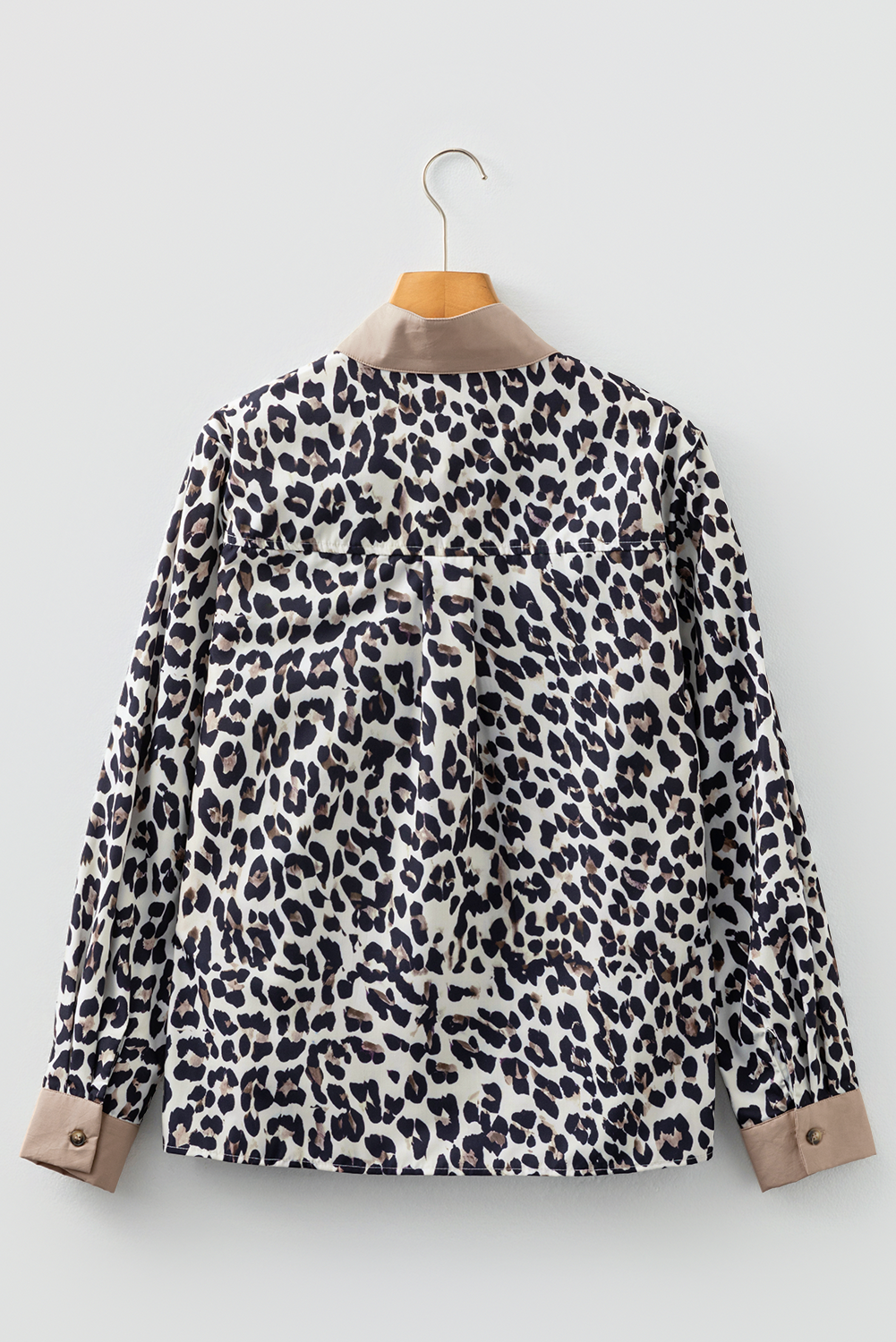 Multicolour Leopard Print Contrast Patchwork Button Collared Top