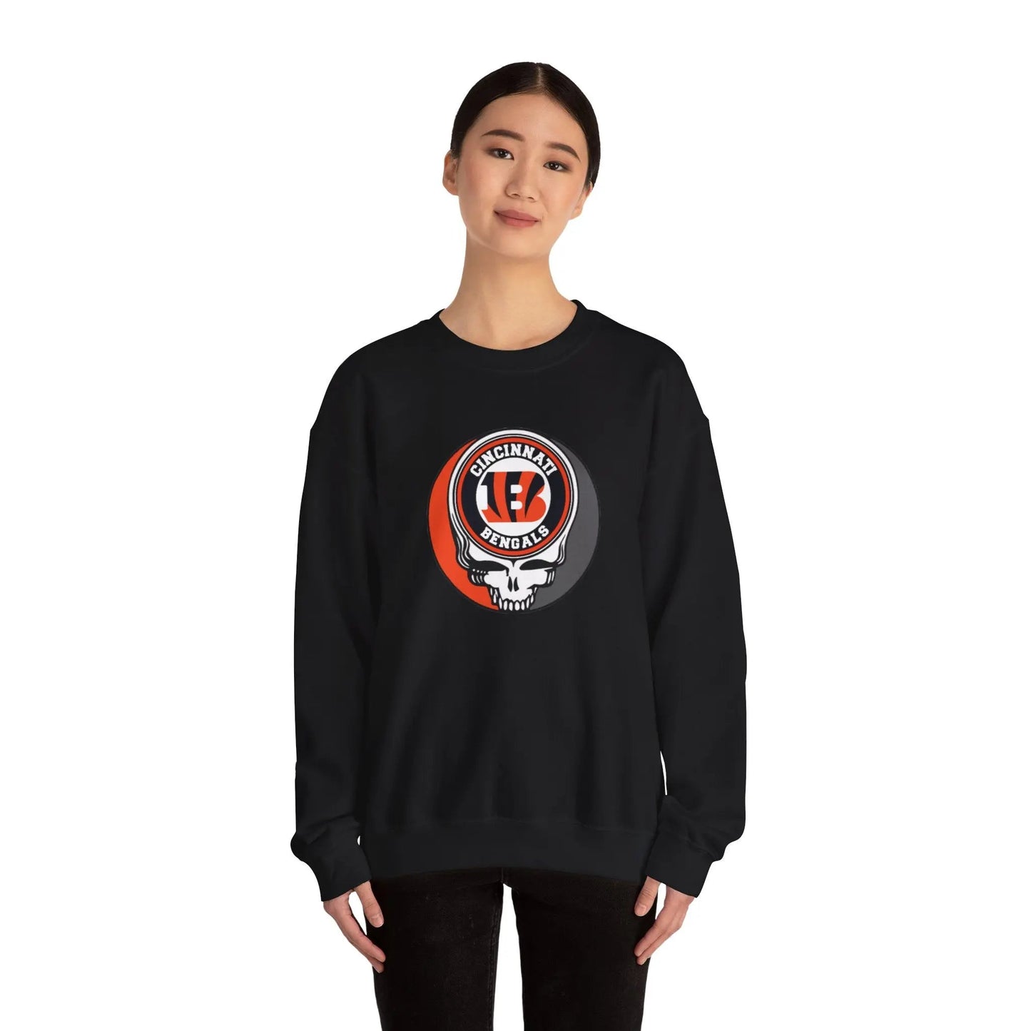Cincinnati Bengals Grateful Dead Stealie Crewneck Sweatshirt Heavy Cotton Blend The Gridiron Collection