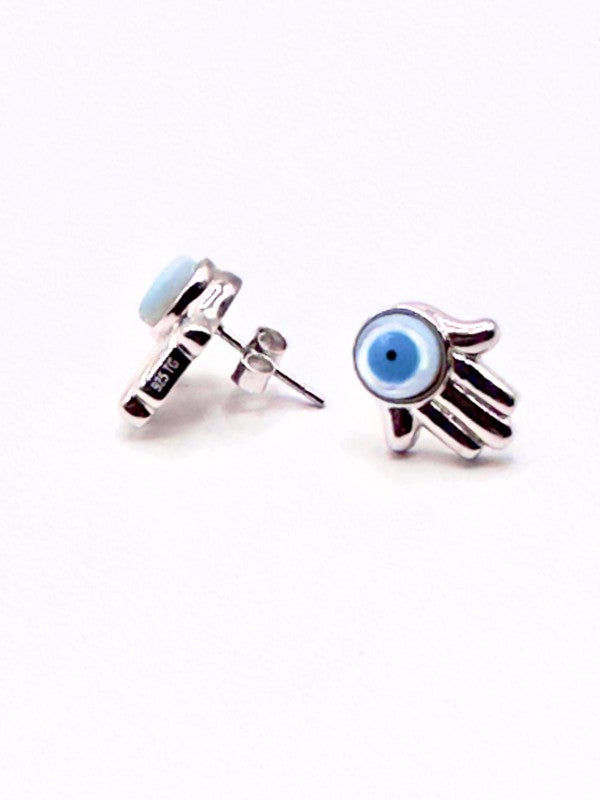 Hamsa Evil Eye Stud Earrings Sterling Silver Jewelry Koch La Ni