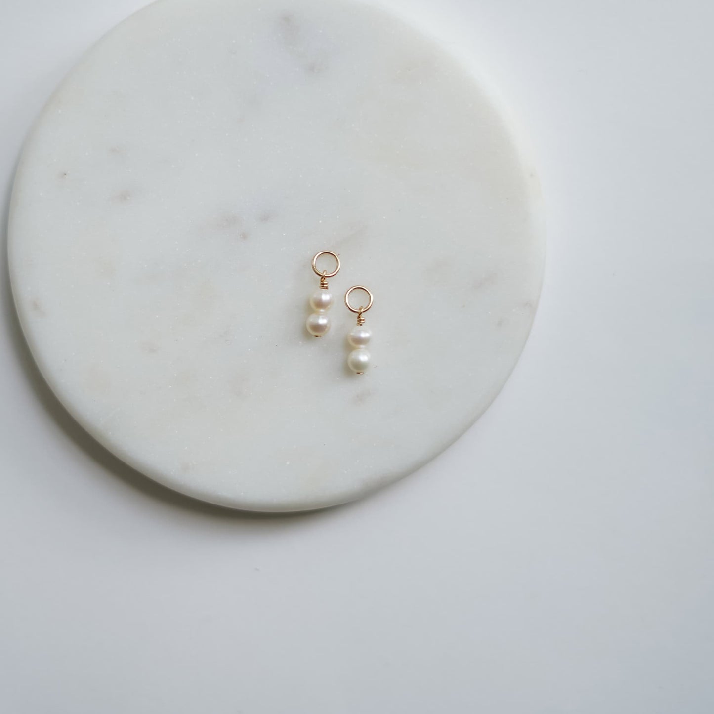 Double Pearl Hoop Charms Cultured Freshwater Pearl Charms