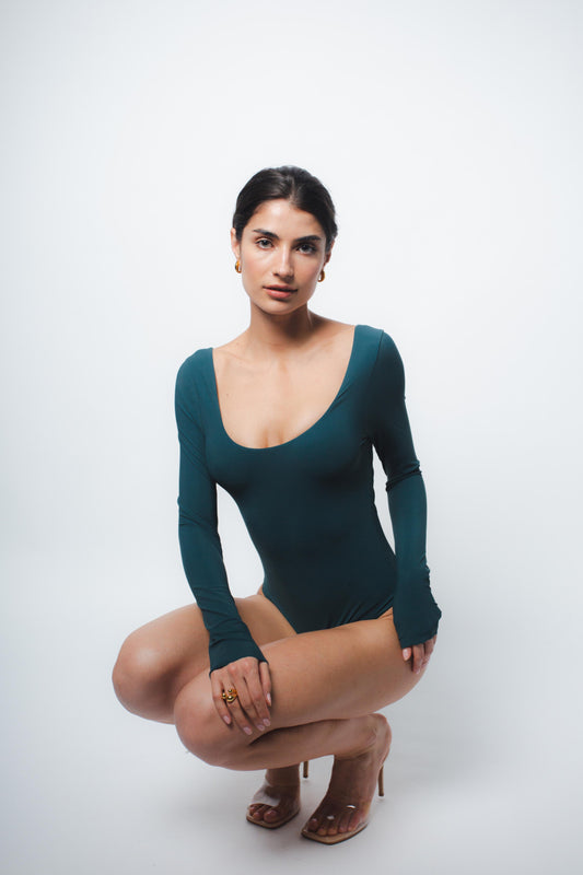 LUELLA MICROJERSEY BALLET BODYSUIT IN FERN