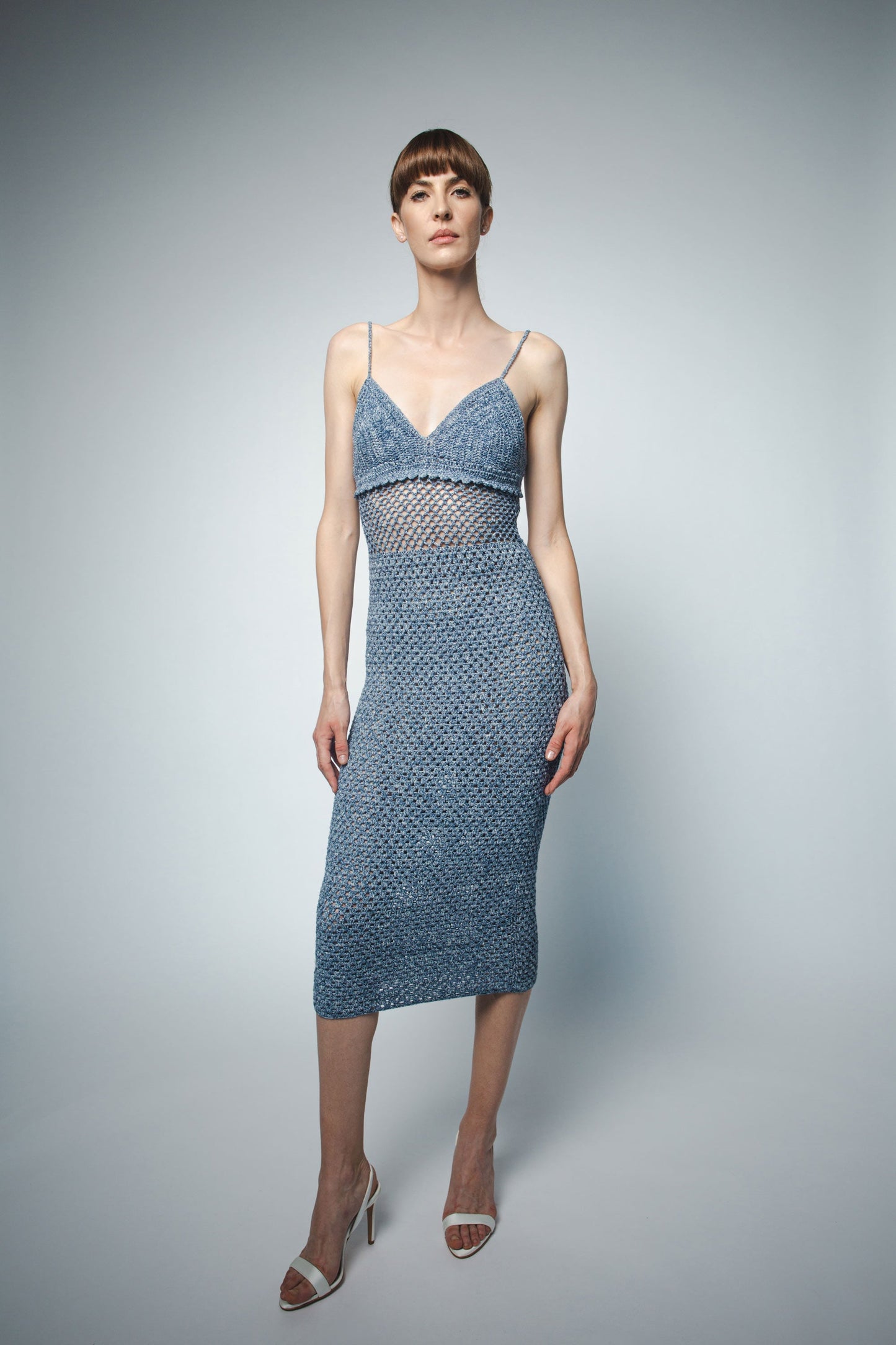 Blue Denim Hand Crochet Strappy Dress Viola