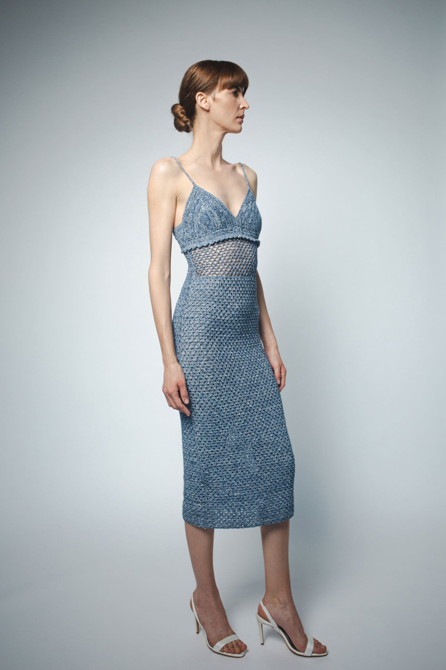 Blue Denim Hand Crochet Strappy Dress Viola