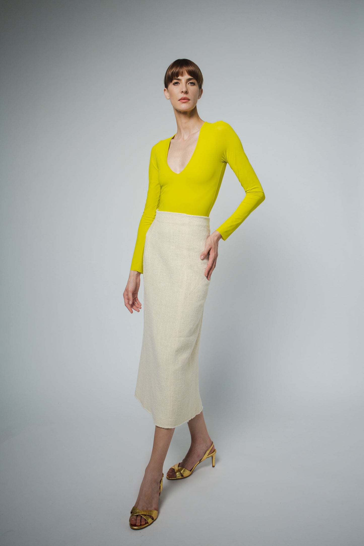 NOVA V-NECK BODYSUIT IN LIME