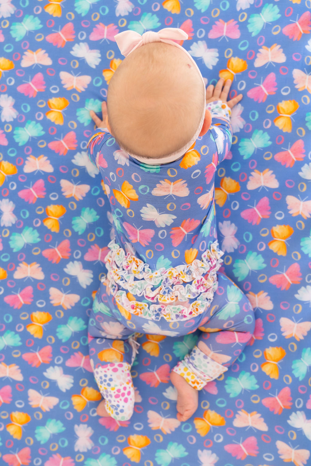 Butterflies Bamboo Ruffle Convertible Footie Baby Sleepwear Korrie