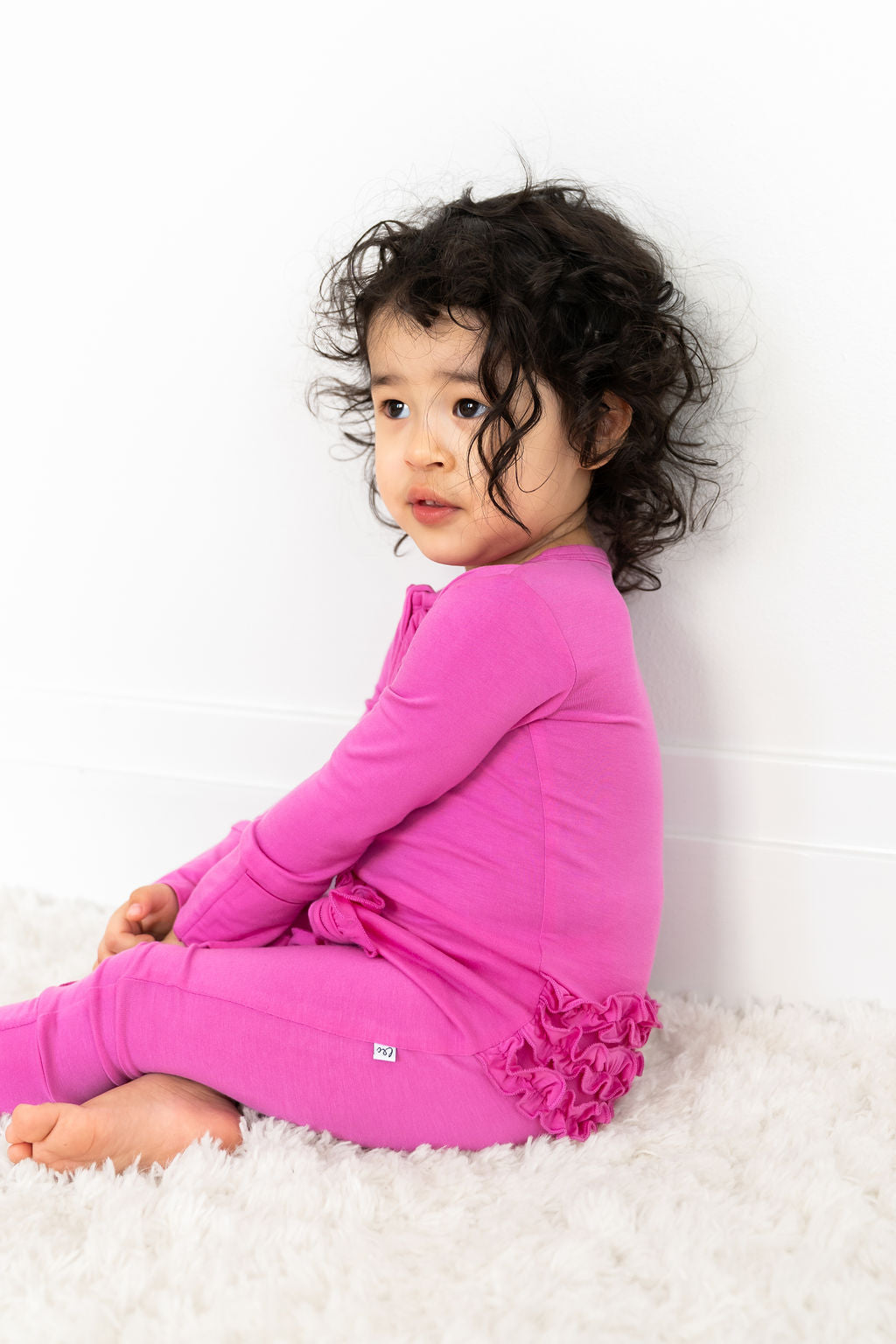Pink Bamboo Ruffle Convertible Footie Laree + Co.