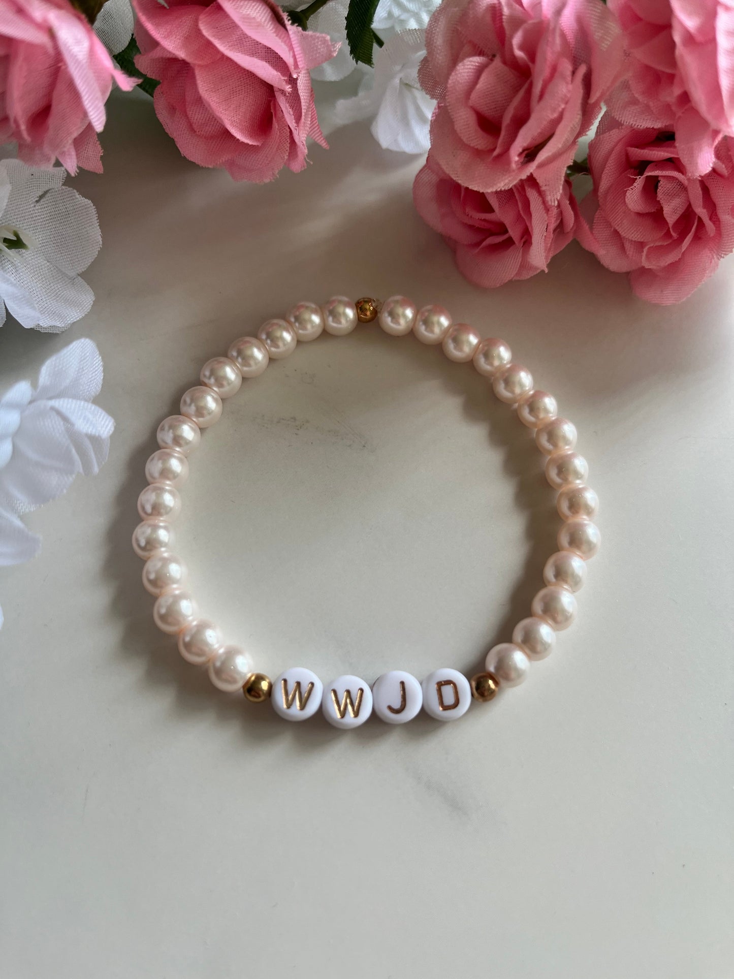 WWJD Bead Bracelet - Multi-Color Natural Stone Faith Jewelry
