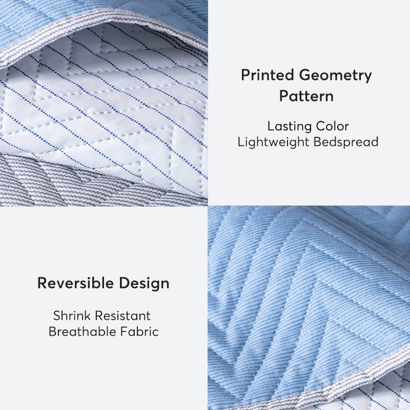Lightweight Reversible Stripe Quilt Set Bedding Kasentex