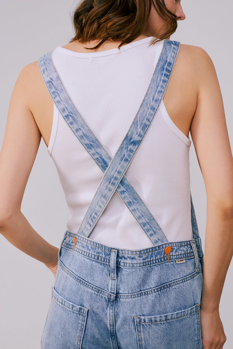 Mid-weight Denim High-rise Overalls Just For Fun HJ101