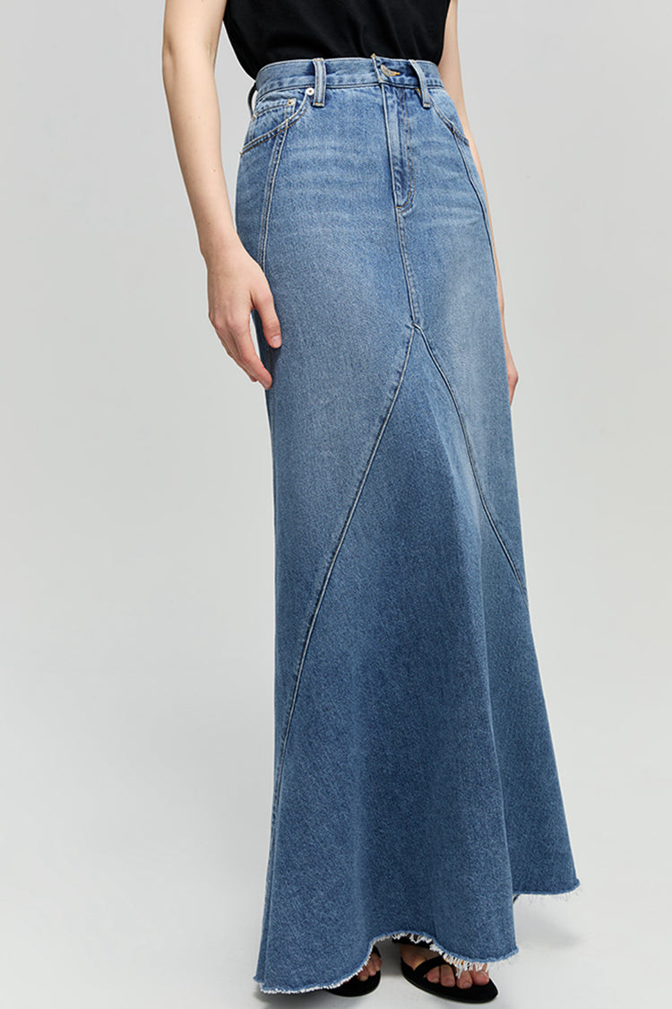 Ocean Wave Lightweight Denim Skirt Hey Joanie