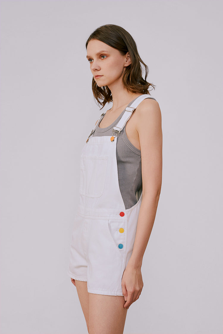 Rainbow Overall Shorts Mid-weight Denim High-rise Overall Shorts Hey Joanie