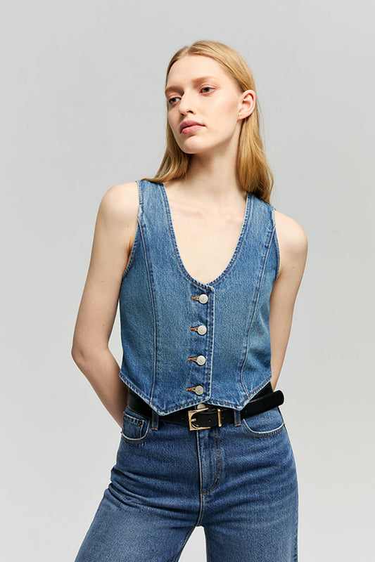 Blue Horizon Mid-weight Denim Vest Hey Joanie