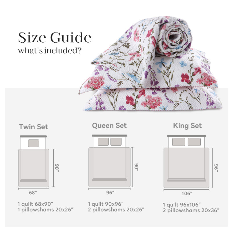 Floral Lightweight Reversible Quilt Set Kasentex