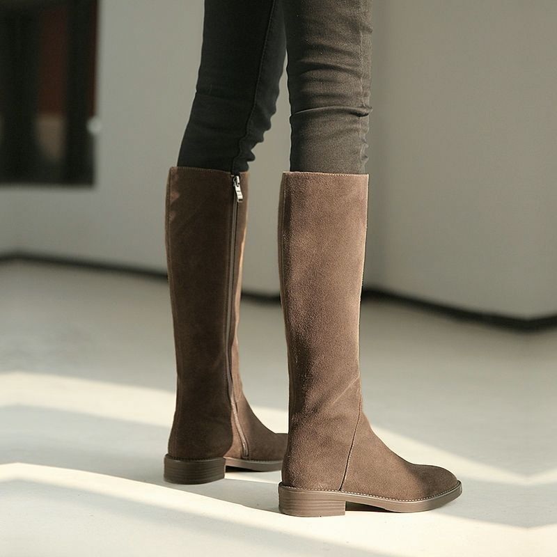 Women’s Long Martin Suede Solid Color Winter Fashion Boots