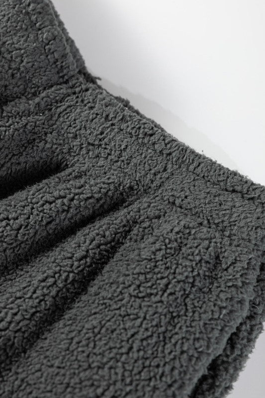 Fuzzy Drawstring Cozy Loungewear Set Hoodie and Pants