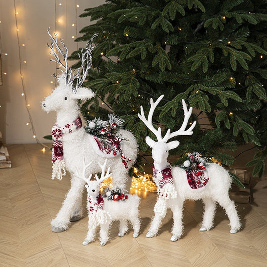 Christmas Decorations White Deer Doll Plush Ornaments