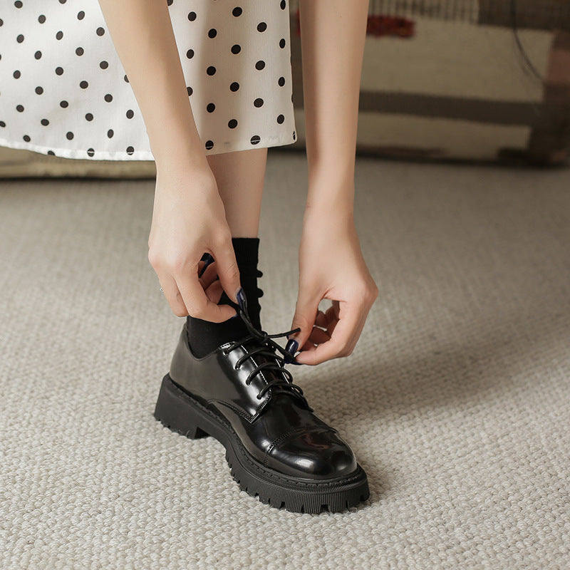 Solid-Color Retro Slip-On Platform Shoes Women’s Platform Shoes