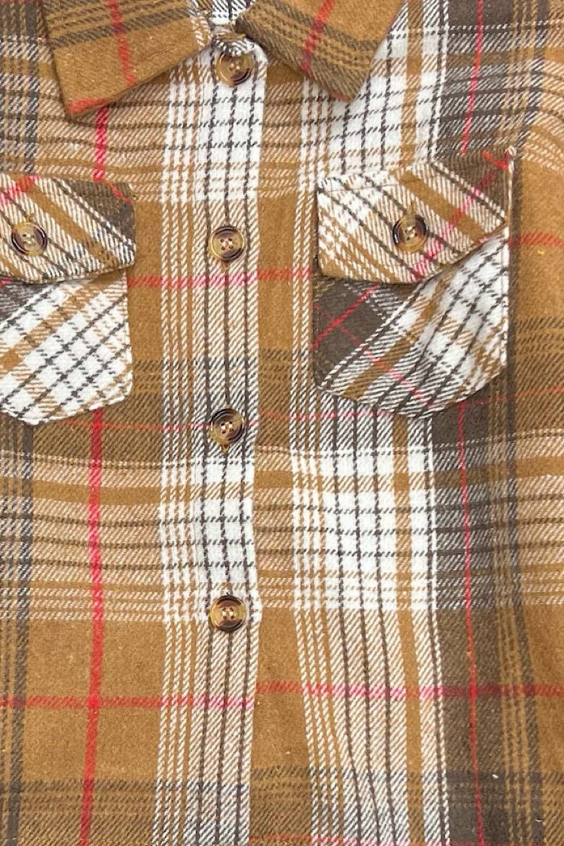 Brown Plaid Unisex Button Up Shirt Kids Charm Online