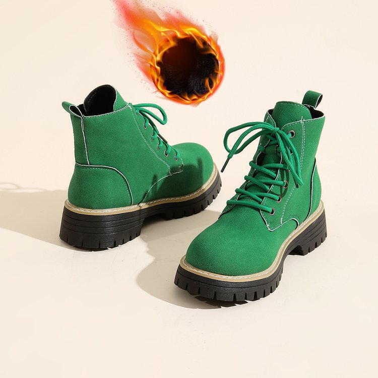 Women’s Lace-Up Suede Fleece-Lined Ankle Boots Cozy Winter Boots