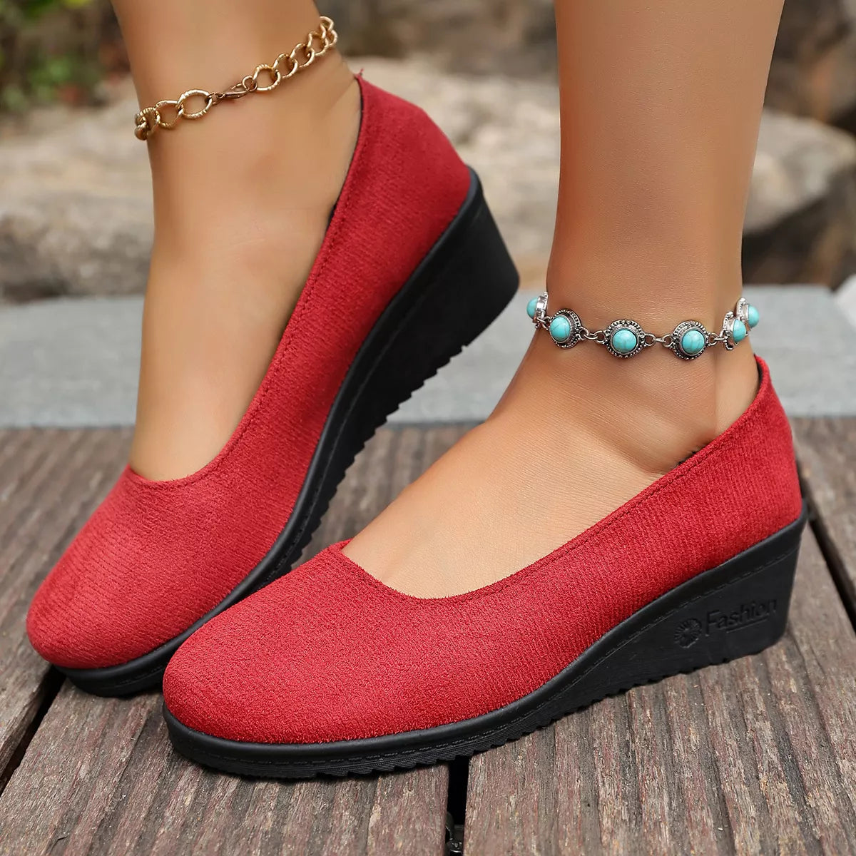 Wedge Heel Slip-On Loafers Wedge Heel Loafers