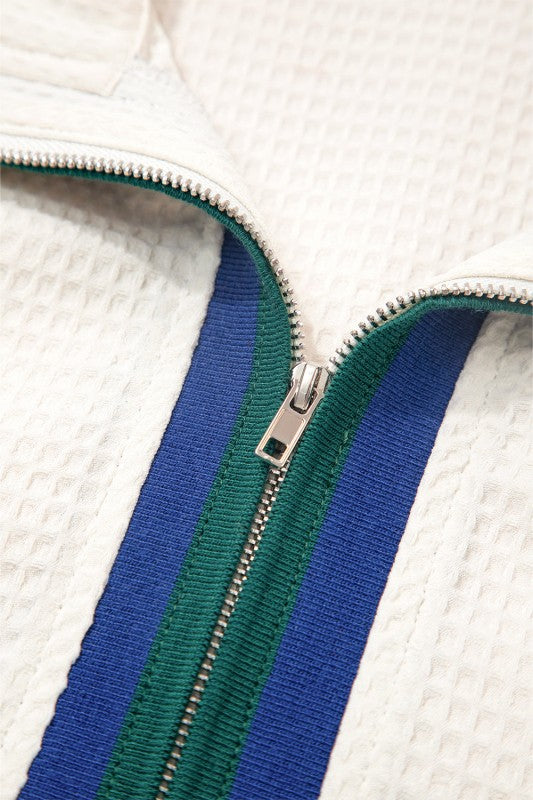 Naya Polo Zip Up Waffle Jumper Womens Tops