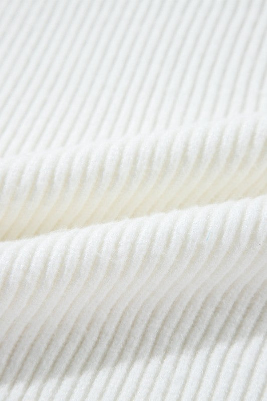 Heart Sequin Waffle Knit Crewneck Sweater